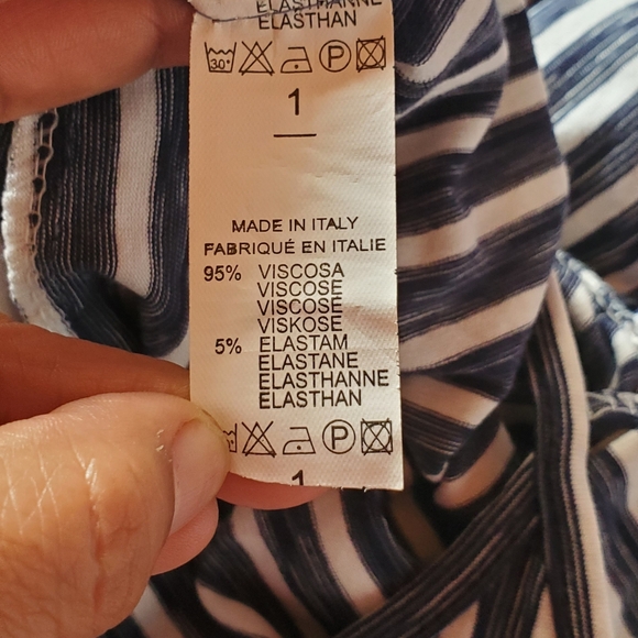 Italy Moda Jumpsuit Striped Blue Sleeveless Belted Size Small Pull-on Stretch - Picture 5 of 9